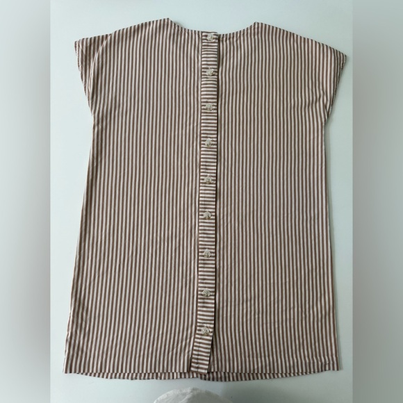 Madewell Button-Back Easy Shift Dress in York Stripe Earthen Clay Color Size XL - Picture 2 of 9